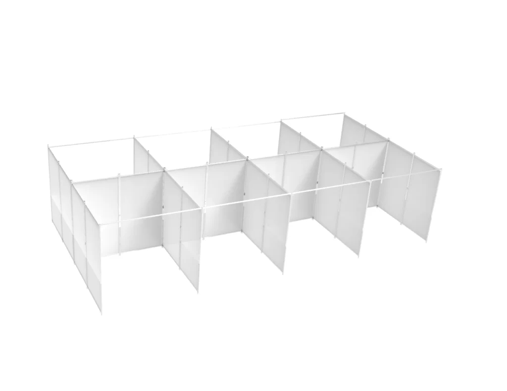 Emergency partitions connected in rows of 4