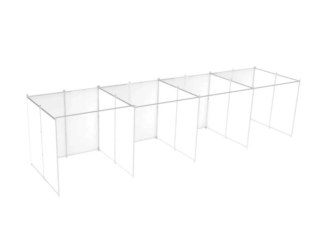 row of 4 emergency partitions