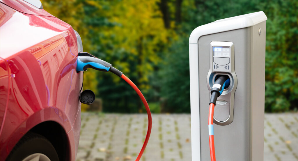 an electric car charging