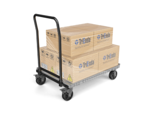 boxes on a wheeled cart