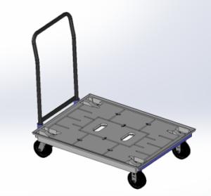 a cad drawing of a wheeled cart