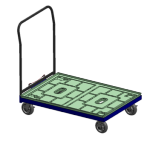 a cad drawing of a wheeled cart